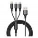 WUW X208 Кабел 3 в 1 – USB към Type-C / Lightning / Micro USB, 2.4A, 1.2м