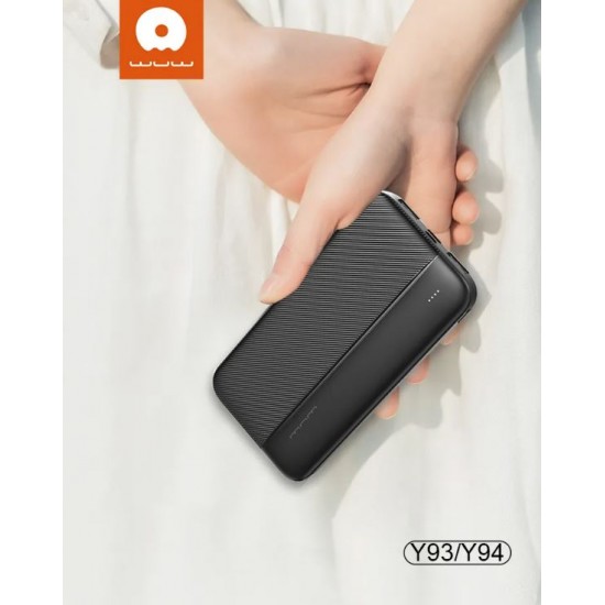 WUW-Y93 Тънко Пр.зарядно 2.1A MICRO+USB-C+2изх.USB 10,000MAH - Черен