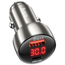 HOCO “Z50 Leader” Черен - Адаптер с 2изх. 48W 1x18WUSB 1xPD30WUSB-C+ LED дисплей