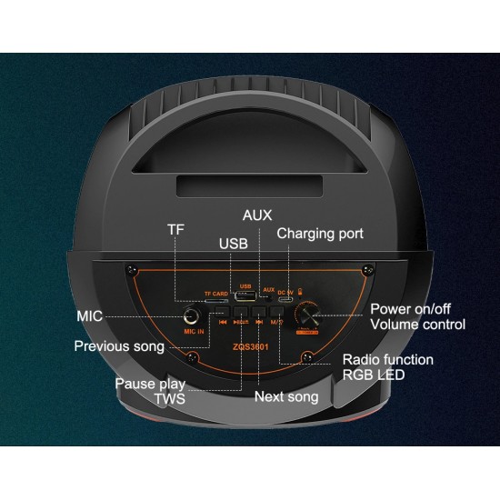 ZQS3601 Подвижна Тройна Караоке 19.5'' Sing-e 60W тонколона+ безжичен микрофон